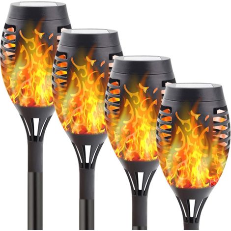 Nouvelle Lampe Solaire Flamme 12LED, Lot de 2, Étanche, Éclairage Jardin Chemin, Lampe Paysage Pelouse pour Villa (1/5)