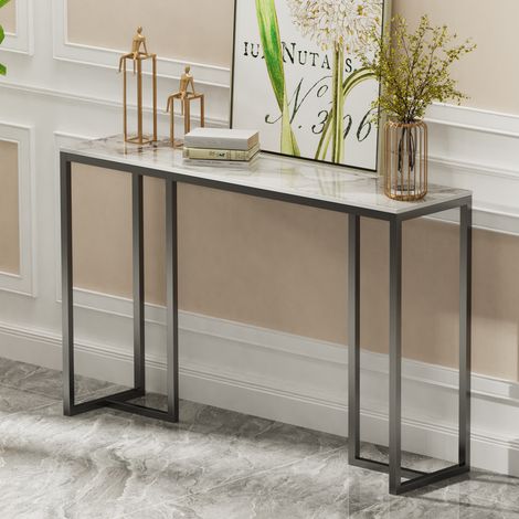 Rectangular Marble Console Table Side Table End Table Narrow Bar Table Stand (1/5)
