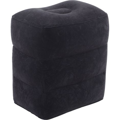 Repos-pieds gonflable en velours PVC pour voyage et maison - Confort et soutien - Bleu foncé (1/5)