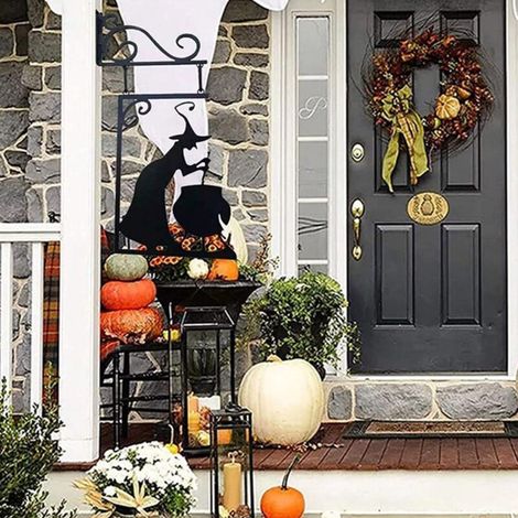 Decorazione di Halloween Bardusch - Sagoma in metallo di un calderone da strega - Cartello da appendere per giardino o patio. (1/4)