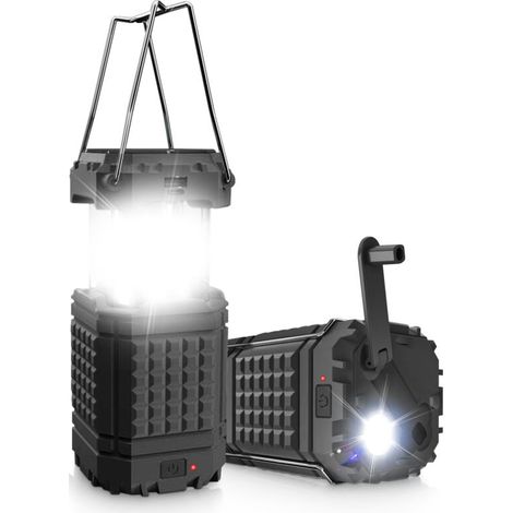Solar-LED-Campingleuchte, wiederaufladbare solarbetriebene Laterne, batteriebetriebene LED für Stromausfälle, tragbare wasserdichte Campingleuchte, für Camping, Hurrikan, Wandern, Notfall