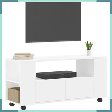 Meuble TV - 833742 - blanc - bois d'ingénierie - 102 x 34,5 x 43 cm (1/5)
