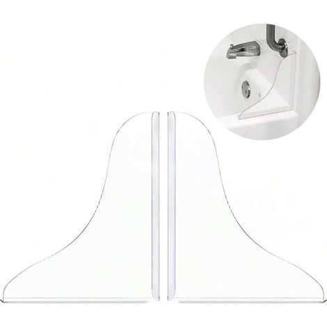 Lot de 2 protections anti-éclaboussures en acrylique transparent pour évier de douche, protection d'angle pour garder l'eau dans la douche, grand bloqueur de douche, baignoires, éviers (acrylique) (1/5)
