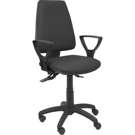 Fauteuil en faux cuir noir Elche asincro avec accoudoirs fixes (1/2)