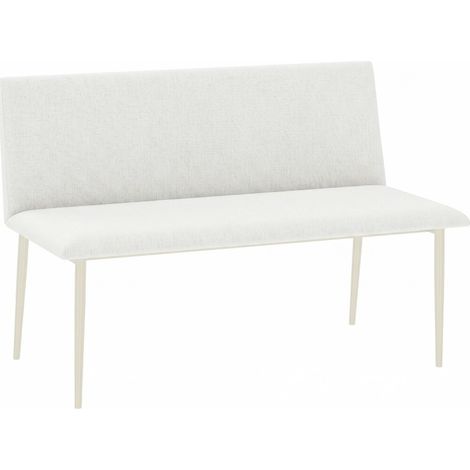 Esszimmerbank für 2 Personen mit Rückenlehne, Leinenoptik und Metallbeinen, Beige (1/5)