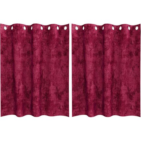 Rideaux en velours deux pièces, rouge bordeaux, 140 x 140 cm (1/5)