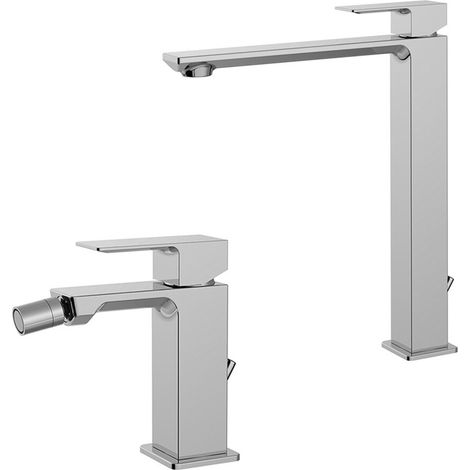 Set miscelatore in ottone cromati lavabo alto e bidet con scarico automatico Elle Paffoni (1/5)
