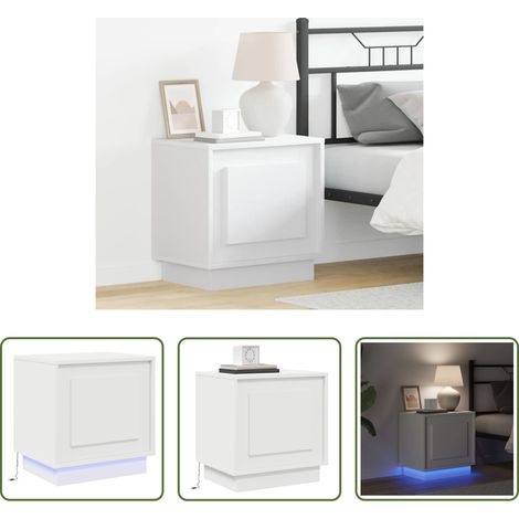 vidaXL Éclairage LED - Cabinet de chevet Blanc 44 x 34,5 x 45 cm Bois d'ingénierie (1/5)