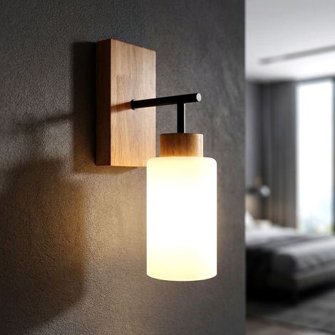 LED Wandleuchte Wandlampe Wohnraum Aufwärts Schwarz matt Metall Opalglas H 31 cm (1/5)