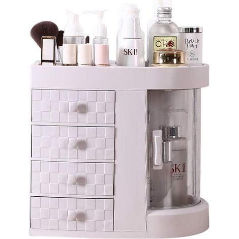 1 Caja de almacenamiento con compartimentos, tapa antipolvo, estante de pared de 90°, para oficina o baño. (1/5)