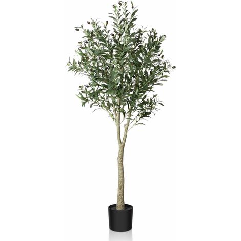 Freosen – Olivier artificiel 180cm – Plante verte décorative réaliste – Feuilles et fruits sculptés – Pour intérieur et extérieur