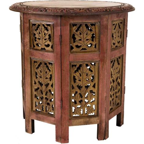 Mesa de centro de madera artesanal marrón 45x45x45