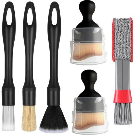 6pcs Pinceau Detailing Auto, Pinceau Nettoyage Voiture, Nettoyage Voiture Interieur, Brosse Douce Anti poussiere Voiture (1/5)