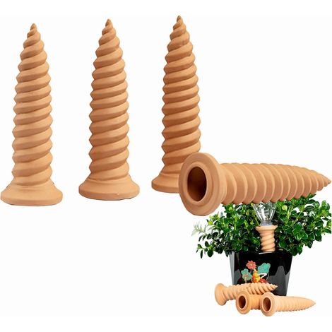 4 Pièces Arrosage Goutte à Goutte Ollas Terre Cuite Arrosage Automatique Plantes Irrigation Goutte a Goutte Bouteille pour Jardin Maison Intérieur Extérieur (1/5)