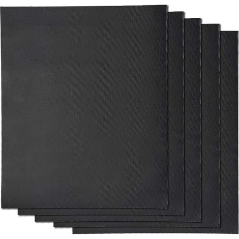 Grill-Backblech-Matten 5er-Set XL 50x40 cm Antihaft-Grillmatten Wiederverwendbar für Gas-, Elektro- und Holzkohlegrill, Mikrowelle, Silikonofen - Schwarz