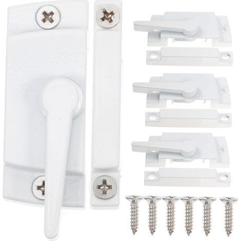 Verrous de Châssis de Fenêtre Coulissante Portable Lot de 4 Surface Lisse en Alliage de Zinc Blanc, Protection Vie Privée pour Usage Quotidien