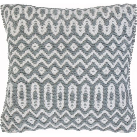 Halsey Hand Made Geometric Flatweave Kitchen Garden Indoor Outdoor Duck Egg Cushion 45 x 45 cm (1'5''x1'5'') Pillow