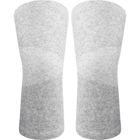 Genouillère élastique en fibre de carbone et bambou (1 pièce), protection chaude pour les articulations, grise, taille L (1/5)