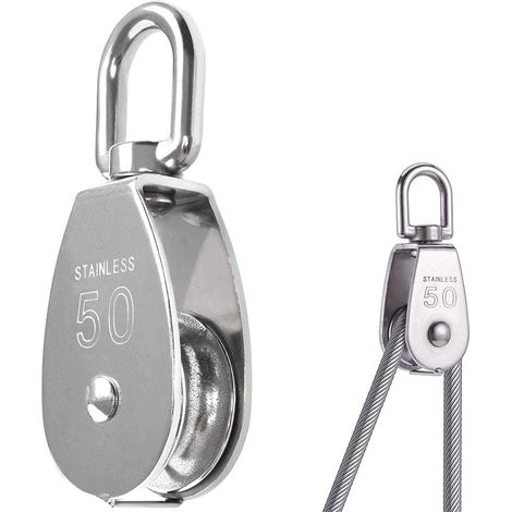 Puleggia girevole a ruota singola M50 in acciaio inossidabile 304, carico 400 kg - Silver-INHHUB (1/5)
