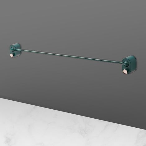 Porte-serviettes mural simple sans perforation, accessoire de salle de bain, noir et vert, long (1/5)