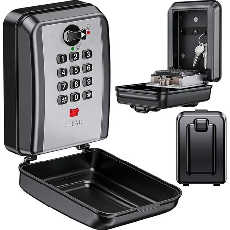 Boite a Clés Murale, 12 Chiffres Code Réinitialisable, Boite à Clef Étanche Résistante aux Intempéries, Grande Capacité Coffre Fort à Clef pour Maison, Garage, Bureau, Usine (1/5)