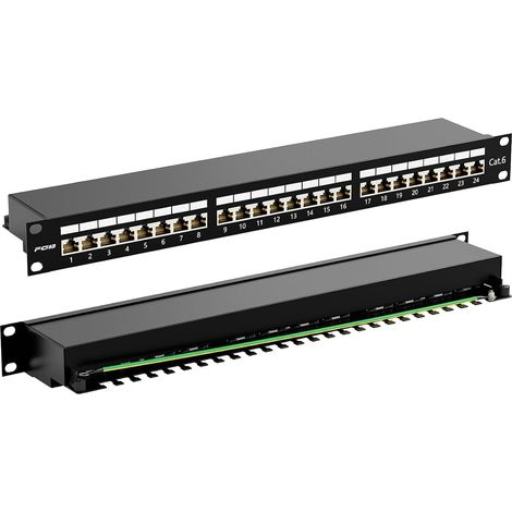 24-port CAT 6 Patch Panel - RJ45-19" - Rack Mount - Server Mount - Shielded Patch Panel for Gigabit Network Switch (1/5)