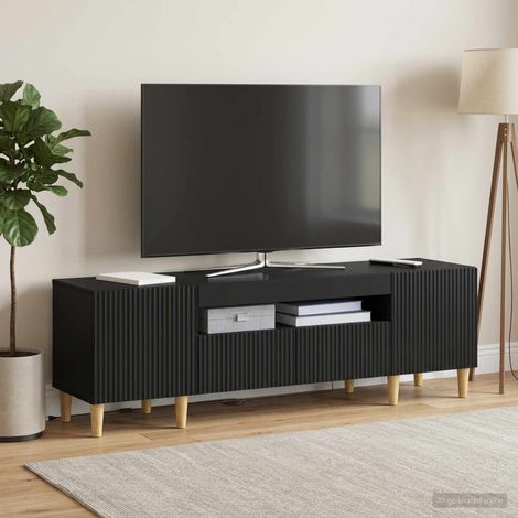 Meuble TV LED Noir Bois d'ingénierie (1/5)