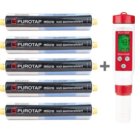 Pack promo 5x Cartouche deminéralisant  de rechange Puroatap micro + 1x Testeur combiné, PUROTAP EC-pH 2035