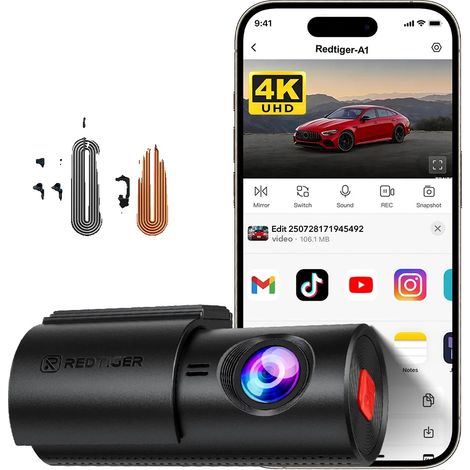 Dashcam, registrazione 4K, funzione visione notturna, CON KIT HAW, Nessuno (1/2)
