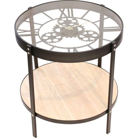 Home Deco Factory Tavolino, Ferro, Nero/Trasparente, 50 x 50.5 x 51 cm (1/5)