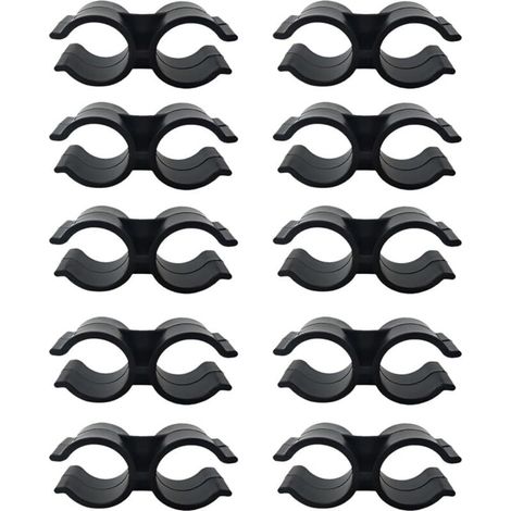 Bardusch Lot de 10 Colliers de Serrage Plastique PVC, Collier Serrage Tuyau Doubles pour étagère, Connecteur de Chaîne, Panneaux de Clôture, Accessoires de Fixation, Noir (1/5)