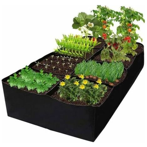 BUNTHAUS Ineasicer Pflanzsäcke 486L Vlies Blackline, 8 Plaids Grow Bag Geotextiltopf, Stoffblumentöpfe Gartentasche für Tomaten, Paprika, Karotten, Gemüse, Zwiebeln, Kartoffeln, Pflanzen (1/5)