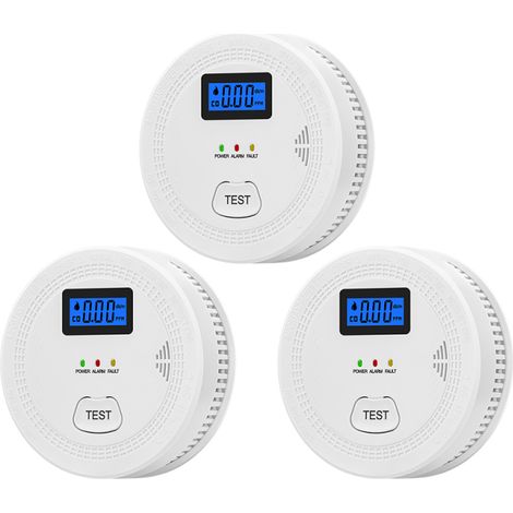 Detector de humo y monóxido de carbono de doble sensor de alta estabilidad, alarma sonora y visual, protección RFI, 3 unidades.