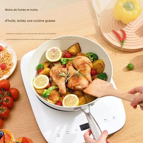Coffret de 2 woks poêles antiadhésifs à fond plat, compatibles induction et gaz, poêles cadeau domestiques, sains et pratiques pour la cuisine quotidienne (1/5)