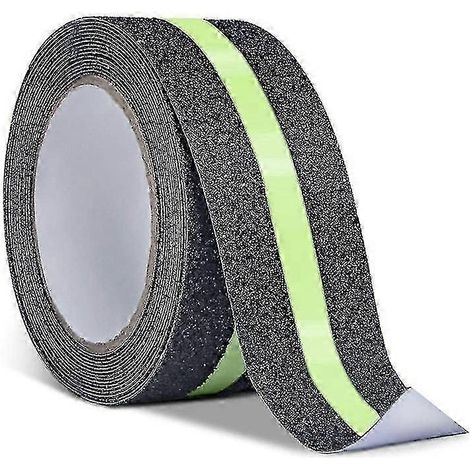 Ruban antidérapant avec film fluorescent, compatible avec les escaliers, les échelles et les surfaces glissantes, adapté à une utilisation intérieure et extérieure, 5 m x 5 cm.