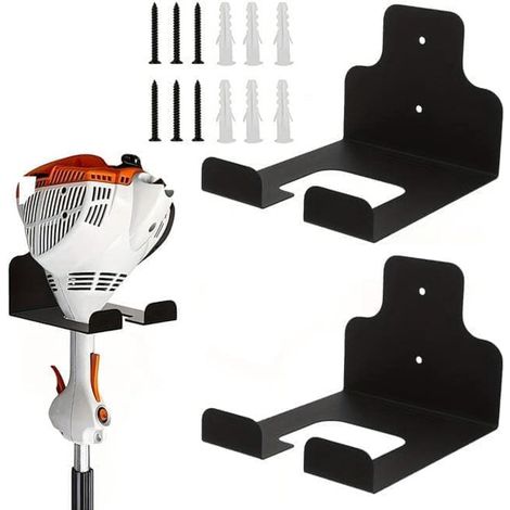 Support mural pour outils de jardin – Crochet mural pour débroussailleuse, tondeuse à gazon et rangement de garage – Lot de 2 (1/5)