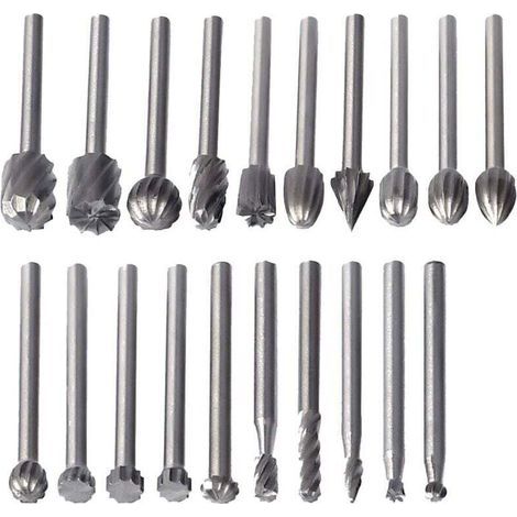 20 Pcs Fraises Rotatives HSS Burrs Rotatives Embouts de Fraisage Outil Routage de Bois Accessoires Outil Rotatif (1/4)