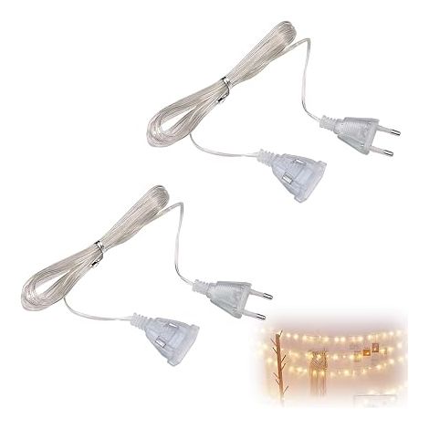 Transparent Extension Cable, 5 m Electric Extension Cord, Transparent Electric Extension Cord, Flat Wire, Thin Power Cable 220 V for LED Lanterns and Outdoor Use (1/5)