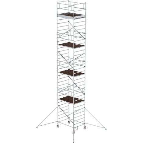 Günzburger Steigtechnik Echafaudage roulant 1,35 x 1,8 m avec stabilisateur & double plate-forme Hauteur de plate-forme 10,35 m - 167036