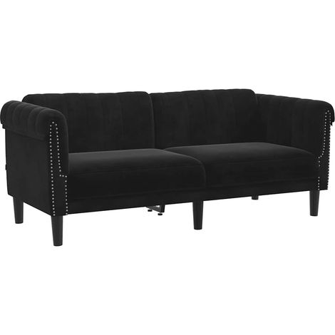 Canapé  Sofa à 2 places noir velours (1/5)