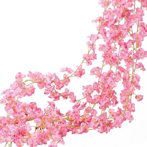 3 guirnaldas artificiales de flores de cerezo, 1,8 m, 135 flores de seda, para bodas o jardines. (1/5)