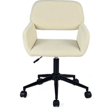 Meuble Cosy Fauteuil de Bureau Chaise de Coiffeuse Ergonomique Siège Pivotant Hauteur Réglable avec Accoudoir en Velours Côtelé Capacité 120 kg pour Enfant Adulte Beige (1/5)