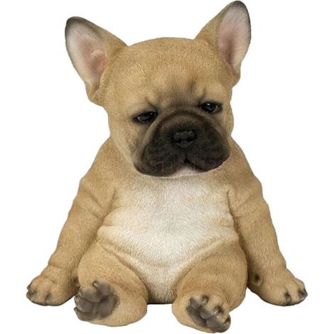 Bouledogue français Bouledogue français allongé assis pour jardin – Figurine chiot mignon en résine pelouse Sculpture jardin (1/5)