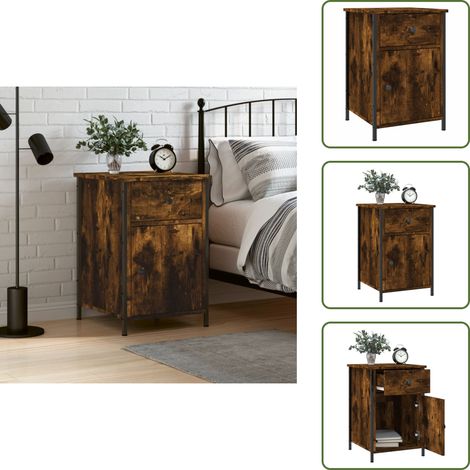 Comodino con viti regolabili - vidaXL Comodino Rovere Fumo 40x42x60 cm Legno Multistrato - Comodino con piano espositivo