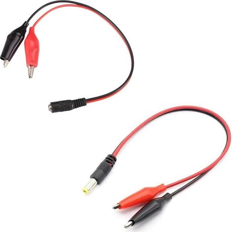 10 pièces 2.1mm × 5.5mm DC12V/24V Prise à Pince Crocodile Connecteurs de Câble d'alimentation 27cm (Mâle/Femelle ) (1/5)