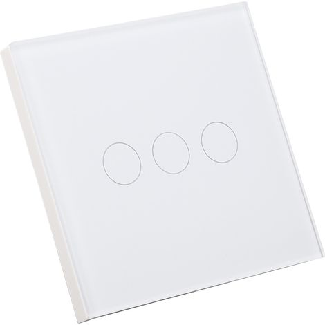 Interrupteur tactile intelligent en verre trempé blanc, montage mural, commande par un seul fil sous tension, 110-240 V CA (1/5)
