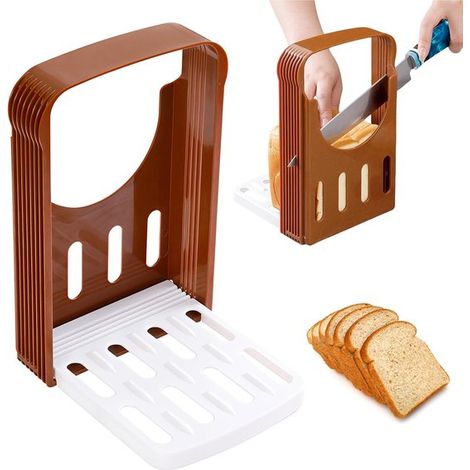 Affettatrice per pane, affettatrice per toast, supporto per tagliare il pane, taglia sandwich, elettrodomestico da cucina pieghevole, 4 impostazioni di spessore di taglio per il pane fatto in casa (1/5)