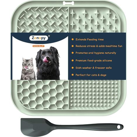 Tapis à Lécher pour Chiens et Chats avec Ventouses, Lot de 1 Carré, Gamelle Lente Anti-Anxiété et Anti-Ennui, Jouet d'Occupation (1/5)