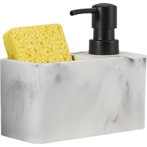Distributeur de liquide vaisselle porte-éponge pour cuisine  Distributeur de savon pour les mains avec espace porte-éponge  Porte-savon de cuisine 