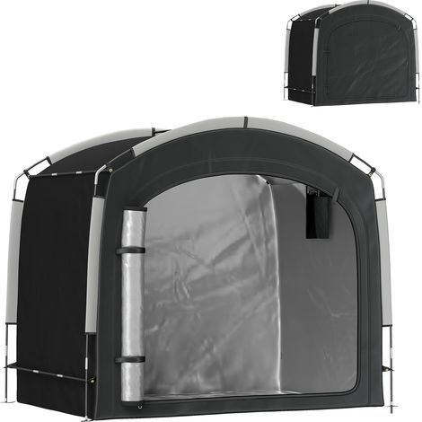 Tente de vélo abri de vélo portable pour 3-4 vélos avec 2 poches latérales 220 x 150 x 195 cm noir, adapté pour l'extérieur